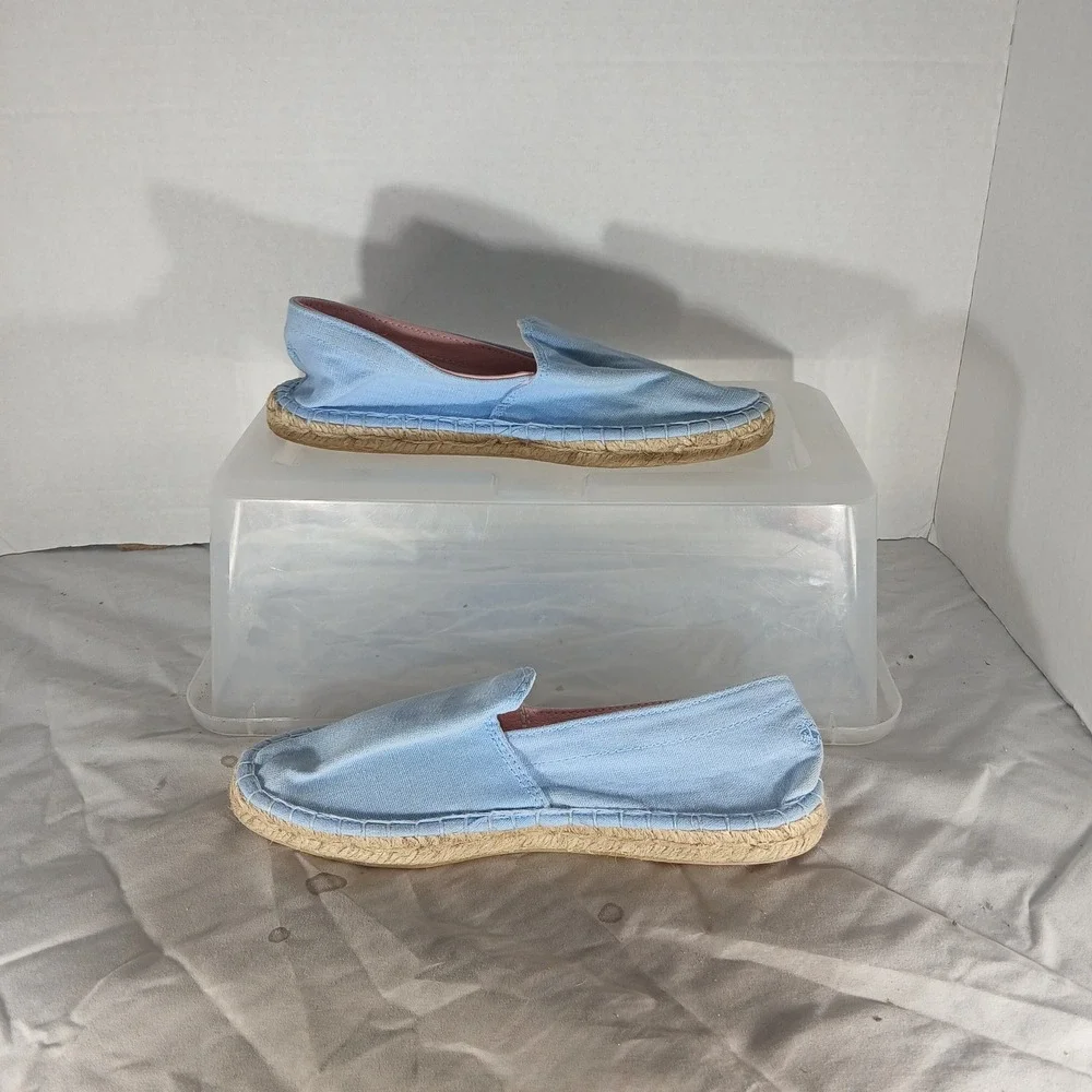 Brooks Brothers Espadrille Flats Size 5 Light Blue Canvas‎ Summer Preppy Coastal